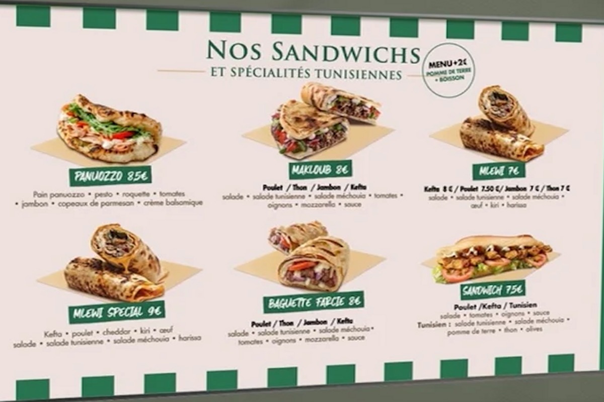 Carte sandwichs et spécialités tunisiennes